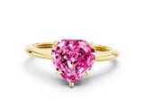Yellow gold Heart Cut Pink Sapphire Solitaire Engagement Ring with Classic Band and Four-Prong Setting_24