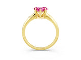 Yellow gold Heart Cut Pink Sapphire Solitaire Engagement Ring with Classic Band and Four-Prong Setting_27
