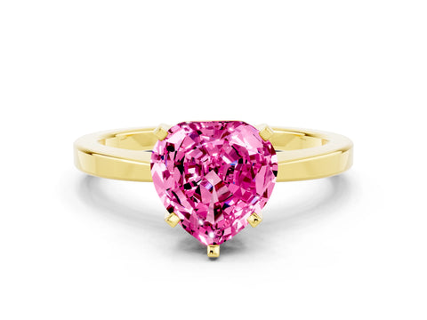 Yellow gold Heart Cut Pink Sapphire Solitaire Engagement Ring with Classic Band and Four-Prong Setting_60