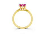 Yellow gold Heart Cut Pink Sapphire Solitaire Engagement Ring with Classic Band and Four-Prong Setting_63