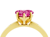 Yellow gold Heart Cut Pink Sapphire Solitaire Engagement Ring with Classic Band and Four-Prong Setting_64