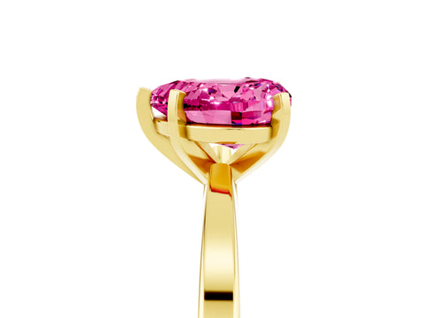 Yellow gold Heart Cut Pink Sapphire Solitaire Engagement Ring with Classic Band and Four-Prong Setting_65