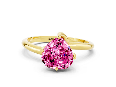 Yellow gold Heart Cut Pink Sapphire Solitaire Engagement Ring with Four-Prong Setting and Classic Band_12