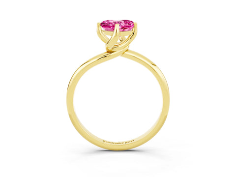 Yellow gold Heart Cut Pink Sapphire Solitaire Engagement Ring with Four-Prong Setting and Classic Band_15