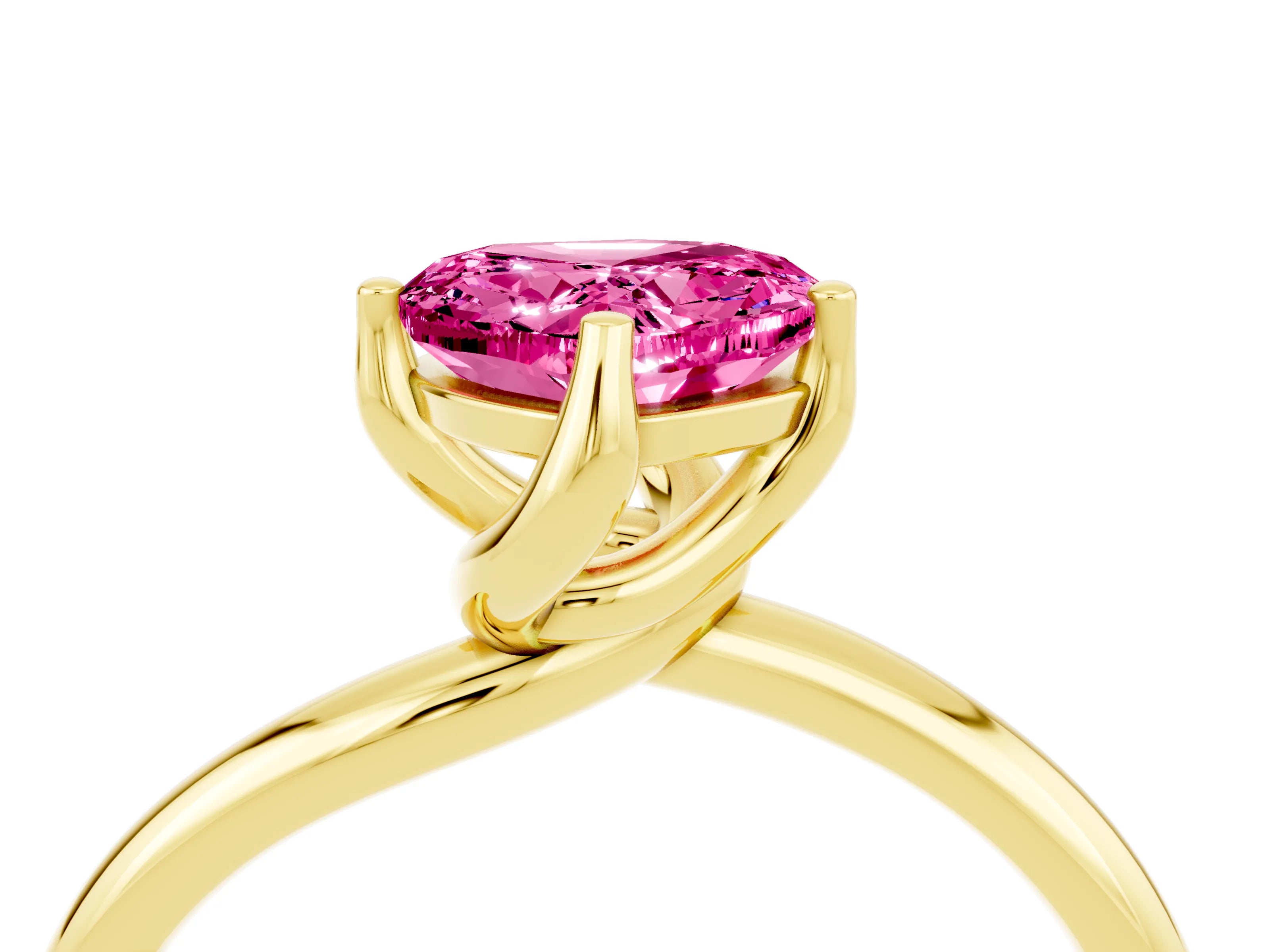 Yellow gold Heart Cut Pink Sapphire Solitaire Engagement Ring with Four-Prong Setting and Classic Band_16