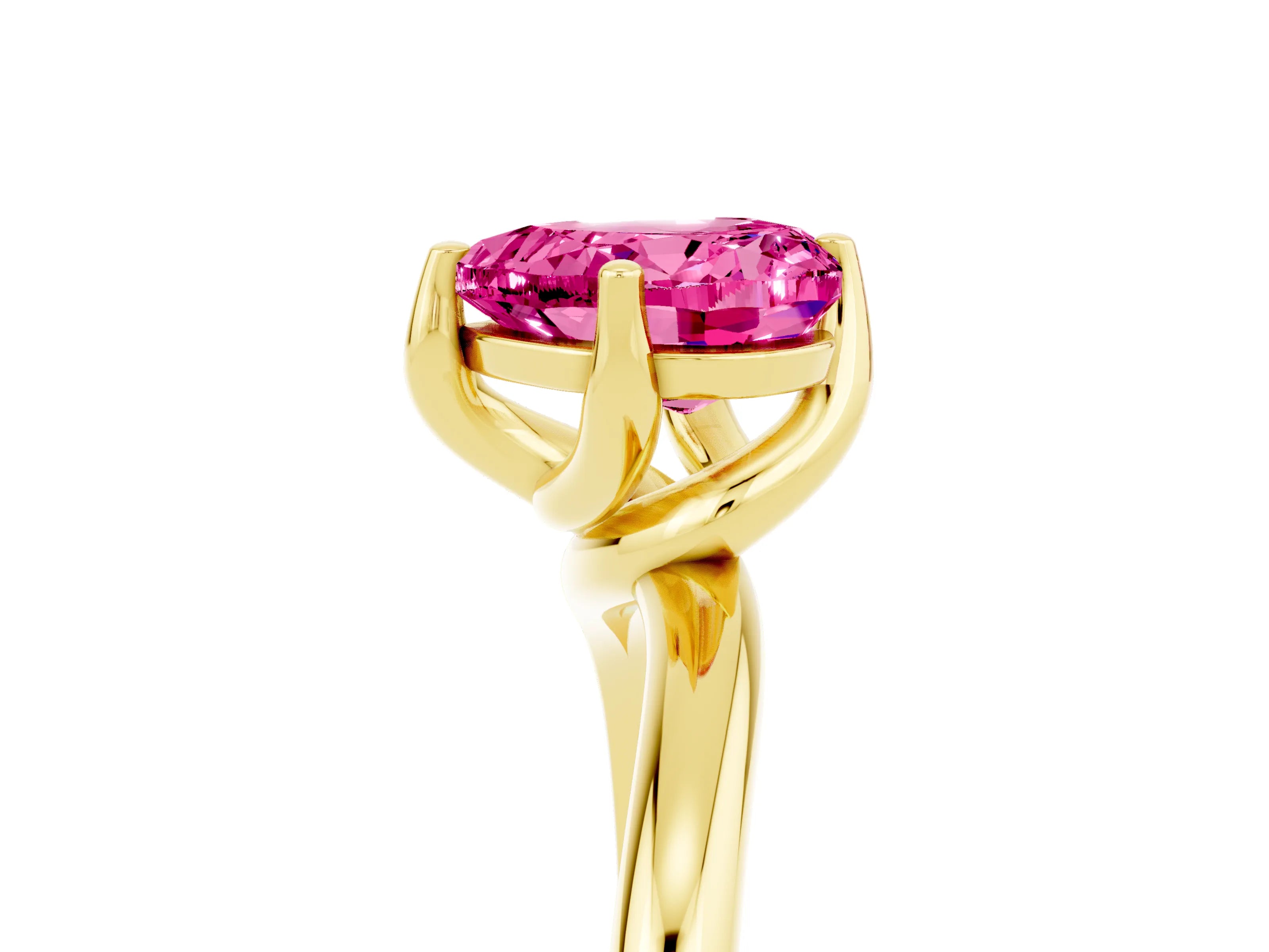 Yellow gold Heart Cut Pink Sapphire Solitaire Engagement Ring with Four-Prong Setting and Classic Band_17