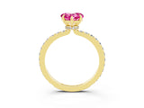 Yellow gold Heart Cut Pink Sapphire Solitaire Engagement Ring with Pavé Band and Four-Prong Setting_27