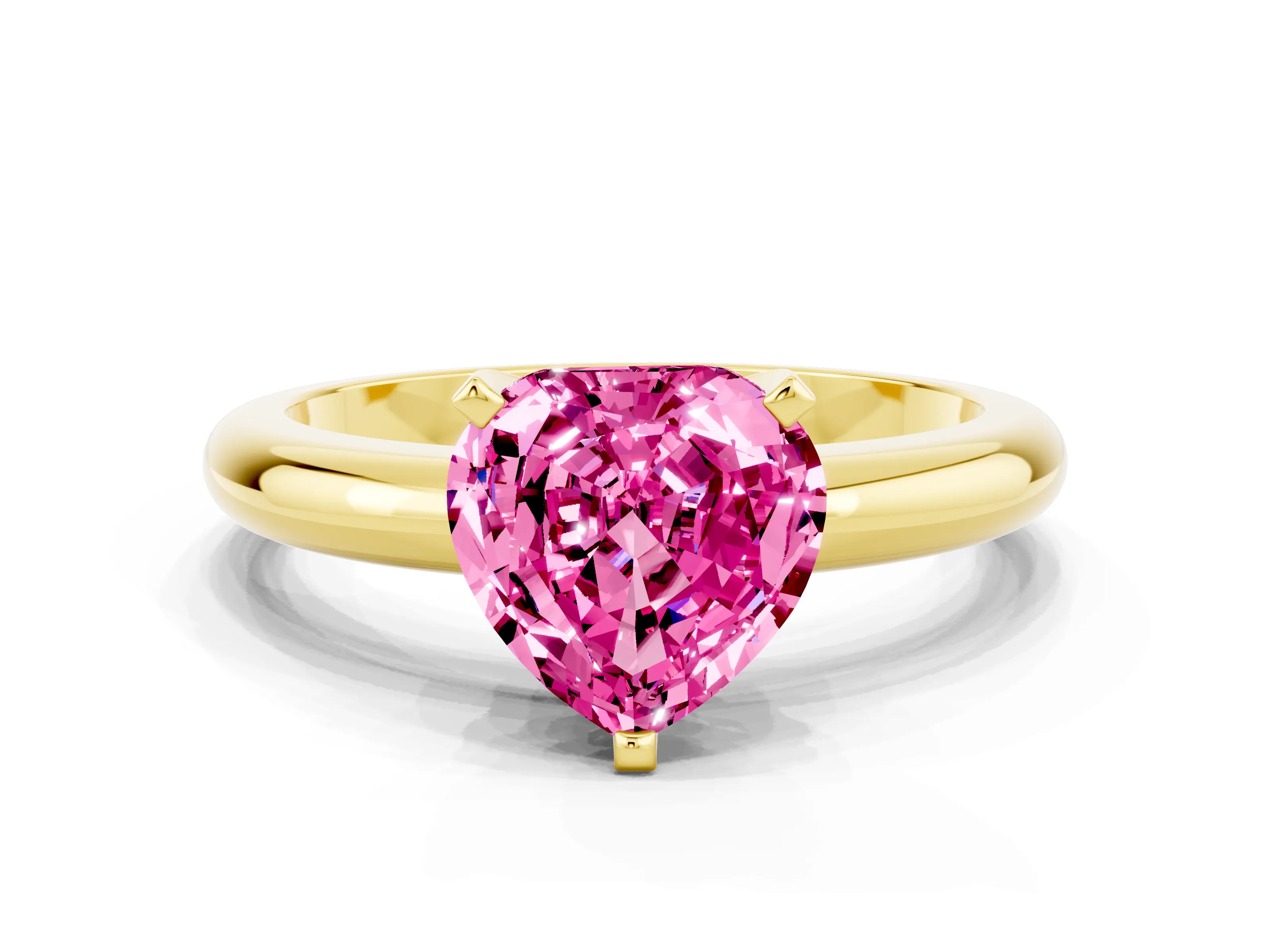 Yellow gold Heart Cut Pink Sapphire Solitaire Engagement Ring with Round Band and Four-Prong Setting_24
