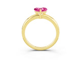 Yellow gold Heart Cut Pink Sapphire Solitaire Engagement Ring with Round Band and Four-Prong Setting_27