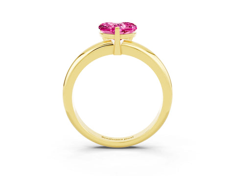 Yellow gold Heart Cut Pink Sapphire Solitaire Engagement Ring with Round Band and Four-Prong Setting_27