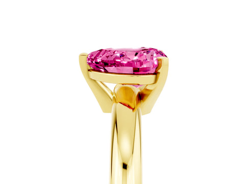 Yellow gold Heart Cut Pink Sapphire Solitaire Engagement Ring with Round Band and Four-Prong Setting_29