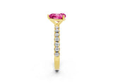Yellow gold Heart Cut Pink Sapphire Solitaire Pavé Band with Four-Prong Setting_26