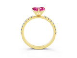 Yellow gold Heart Cut Pink Sapphire Solitaire Pavé Band with Four-Prong Setting_27