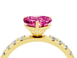 Yellow gold Heart Cut Pink Sapphire Solitaire Pavé Band with Four-Prong Setting_28