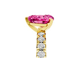 Yellow gold Heart Cut Pink Sapphire Solitaire Pavé Engagement Ring with Round Band and Prong Setting_72