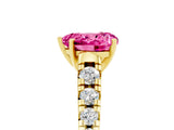 Yellow gold Heart Cut Pink Sapphire Solitaire Ring with Cathedral Setting and Pavé Band_29