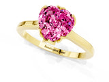Yellow gold Heart Cut Pink Sapphire Solitaire Ring with Flower Prong Setting and Classic Band_37