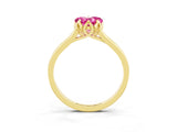 Yellow gold Heart Cut Pink Sapphire Solitaire Ring with Flower Prong Setting and Classic Band_39