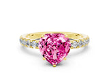 Yellow gold Heart Cut Pink Sapphire Solitaire Ring with Pavé Accents and Four-Prong Setting_24