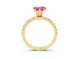 Yellow gold Heart Cut Pink Sapphire Solitaire Ring with Pavé Accents and Four-Prong Setting_27