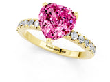 Yellow gold Heart Cut Pink Sapphire Solitaire Ring with Pavé Band and Four-Prong Setting_61