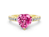 Yellow gold Heart Cut Pink Sapphire Solitaire Ring with Round  Pavé Band and Four-Prong Setting_36