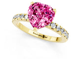 Yellow gold Heart Cut Pink Sapphire Solitaire Ring with Round  Pavé Band and Four-Prong Setting_37