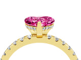 Yellow gold Heart Cut Pink Sapphire Solitaire Ring with Round  Pavé Band and Four-Prong Setting_40