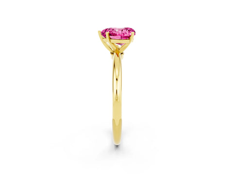 Yellow gold Heart Cut Pink Sapphire Solitaire Ring with Six-Prong Setting and Classic Band_2