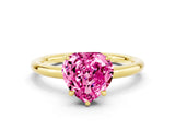 Yellow gold Heart Cut Pink Sapphire Solitaire Ring with Thin Band and Four-Prong Setting_24
