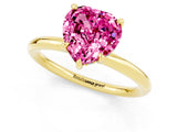 Yellow gold Heart Cut Pink Sapphire Solitaire Ring with Thin Band and Four-Prong Setting_25