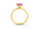 Yellow gold Heart Cut Pink Sapphire Solitaire Ring with Thin Band and Four-Prong Setting_27