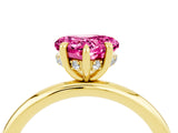 Yellow gold Heart Cut Pink Sapphire Solitaire Ring with Thin Band and Four-Prong Setting_28