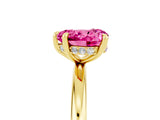 Yellow gold Heart Cut Pink Sapphire Solitaire Ring with Thin Band and Four-Prong Setting_29