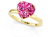 Yellow gold Heart Cut Pink Sapphire Solitaire Ring with Thin Band and Prong Setting_13