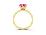 Yellow gold Heart Cut Pink Sapphire Solitaire Ring with Thin Band and Prong Setting_15