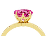 Yellow gold Heart Cut Pink Sapphire Solitaire Ring with Thin Band and Prong Setting_16