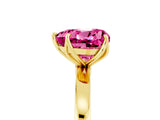 Yellow gold Heart Cut Pink Sapphire Solitaire Ring with Thin Band and Prong Setting_17
