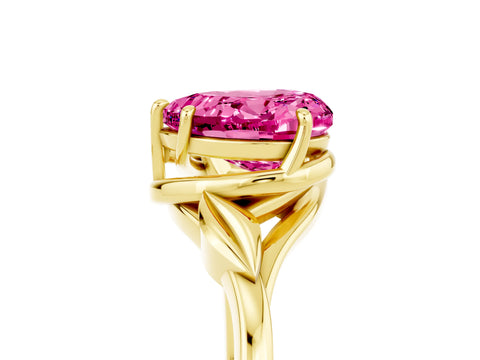 Yellow gold Heart Cut Pink Sapphire Solitaire Ring with Twist Band and Four-Prong Setting_29