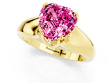 Yellow gold Heart Cut Pink Sapphire Solitaire Ring with Wide Band and Prong Setting_25
