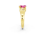 Yellow gold Heart Cut Pink Sapphire Solitaire Ring with Wide Band and Prong Setting_26
