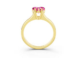 Yellow gold Heart Cut Pink Sapphire Solitaire Ring with Wide Band and Prong Setting_27