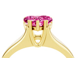 Yellow gold Heart Cut Pink Sapphire Solitaire Ring with Wide Band and Prong Setting_28