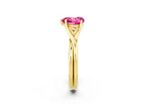 Yellow gold Heart Cut Pink Sapphire Solitaire Twist Band Prong Setting Ring_86