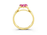 Yellow gold Heart Cut Pink Sapphire Solitaire Twist Band Prong Setting Ring_87