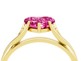 Yellow gold Heart Cut Pink Sapphire Solitaire Twist Band Prong Setting Ring_88