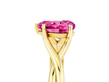 Yellow gold Heart Cut Pink Sapphire Solitaire Twist Band Prong Setting Ring_89