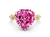 Yellow gold Heart Cut Pink Sapphire Solitaire Twisted Band with Round  Accents and Prong Setting_12