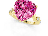 Yellow gold Heart Cut Pink Sapphire Solitaire Twisted Band with Round  Accents and Prong Setting_13