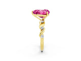 Yellow gold Heart Cut Pink Sapphire Solitaire Twisted Band with Round  Accents and Prong Setting_14